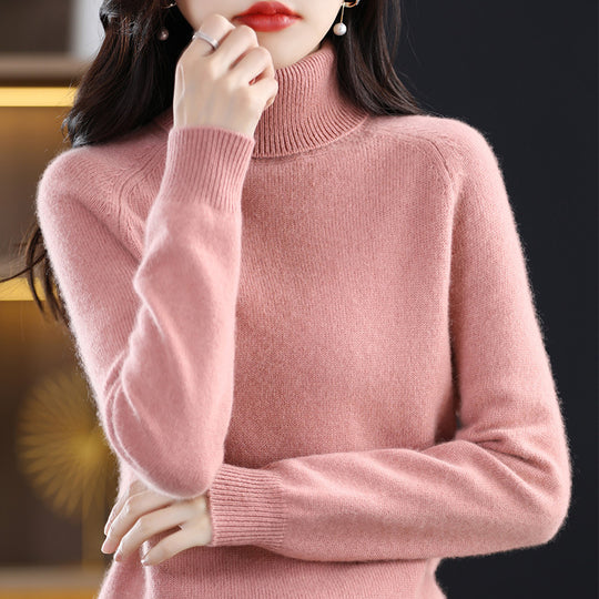 Damen Weicher Hochkragen-Pullover aus flauschigem Wollmix mit Raglanärmeln Shop Nory