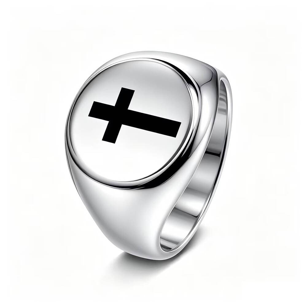 Herren Siegelring mit elegantem Kreuzmotiv aus hochwertigem Edelstahl Shop Nory