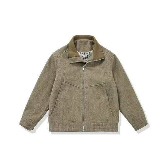 Herren Kurz geschnittener Fleece Blouson mit Cordkragen und gesteppter Innenfutter Shop Nory