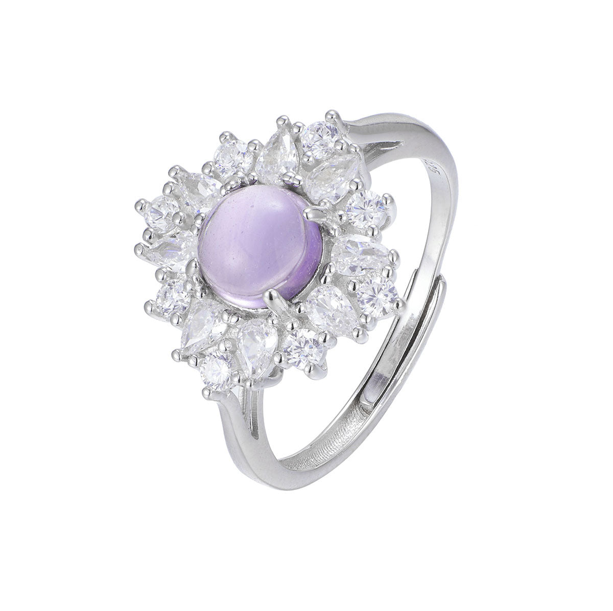 Damen Ring mit funkelndem lila Edelstein und exquisiten Kristallverzierungen Shop Nory