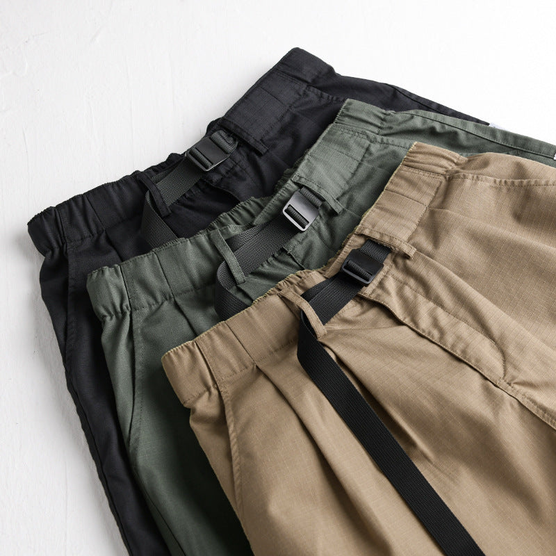 Herren Relaxte Baumwollhose mit elastischem Bund, integrierter Webbing-Gürtel und konischem Bein Shop Nory