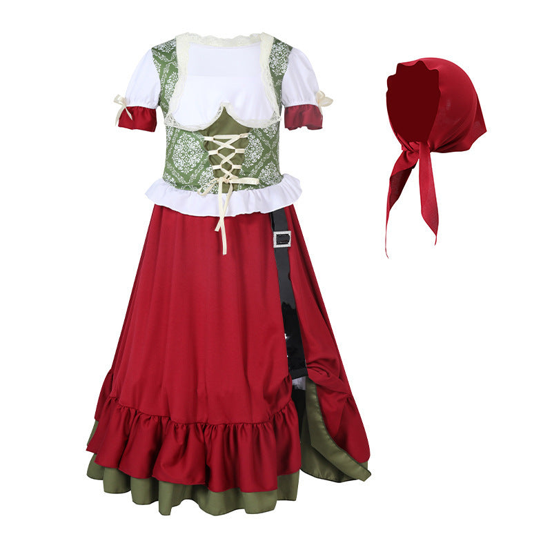 Damen nan traditionelles Trachtenkostüm Dirndl-Set mit geschnürtem Mieder und vollem Stufenrock Shop Nory