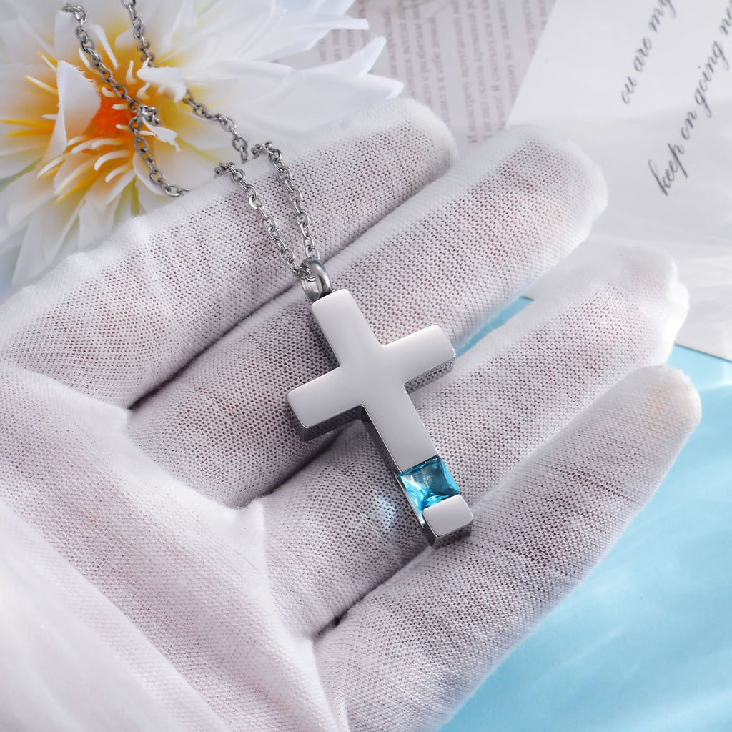 Damen Halskette mit einzigartigem Kreuzanhänger und buntem Zirkon Shop Nory