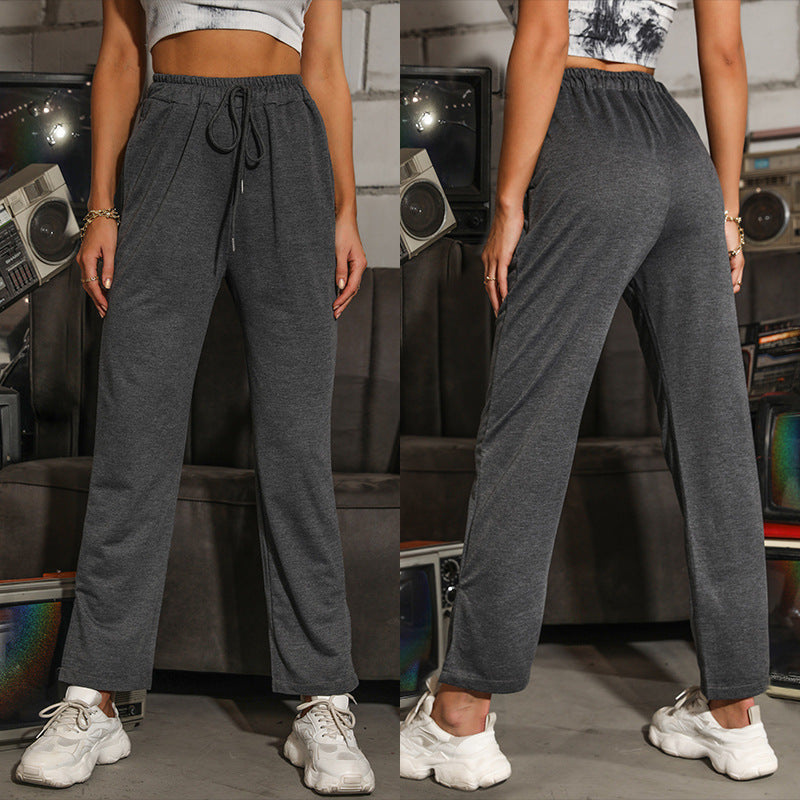 Damen Lässige High‑Waist Relaxhose mit weitem Bein, elastischem Bund und Tunnelzug Shop Nory