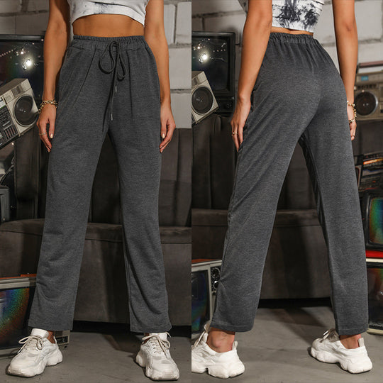 Damen Lässige High‑Waist Relaxhose mit weitem Bein, elastischem Bund und Tunnelzug Shop Nory
