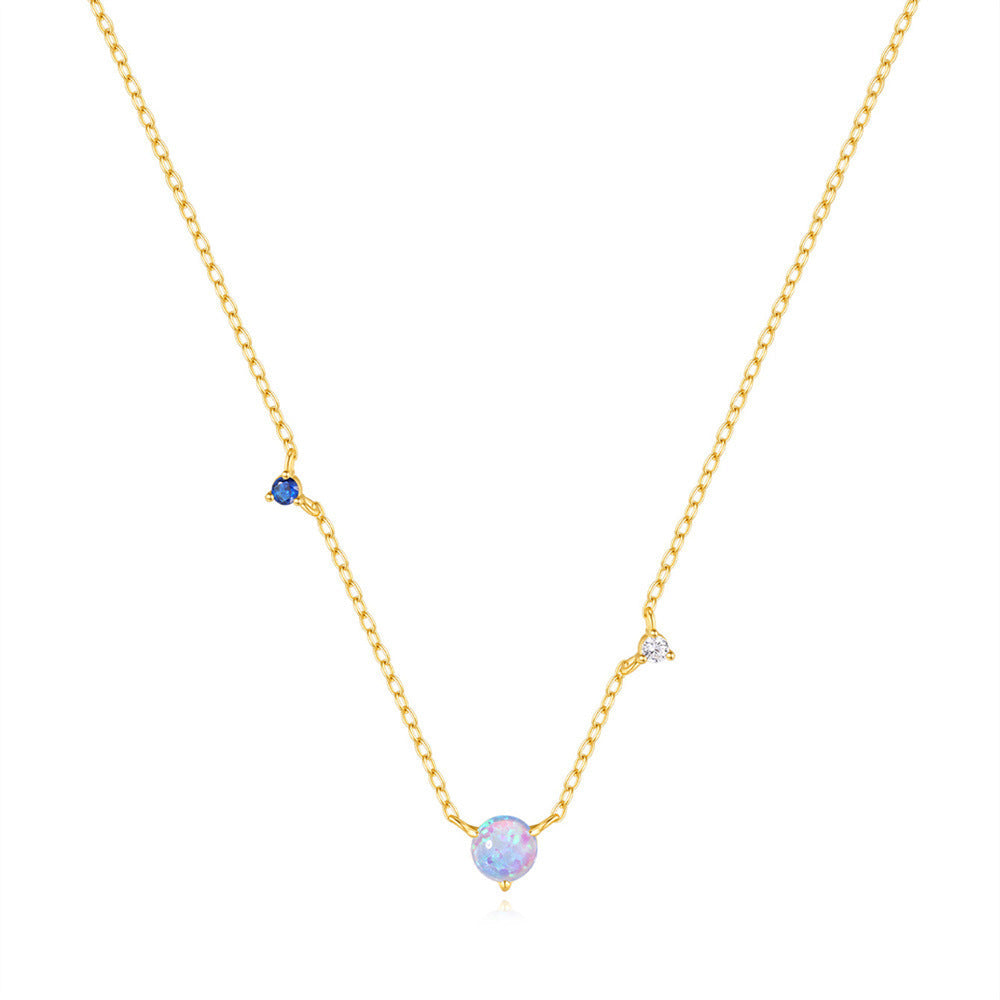 925 Sterling Silber Opal Zirkon Kabelkette Beschichtung Geometrische Halskette | Shop Nory