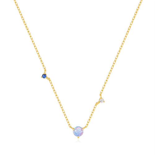 925 Sterling Silber Opal Zirkon Kabelkette Beschichtung Geometrische Halskette | Shop Nory