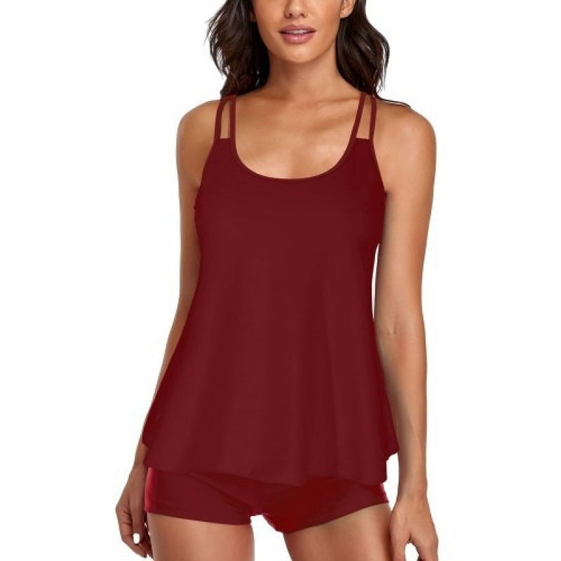Damen Sportliches Tankini-Set mit bequemem Shorts und verstellbaren Trägern Shopnory