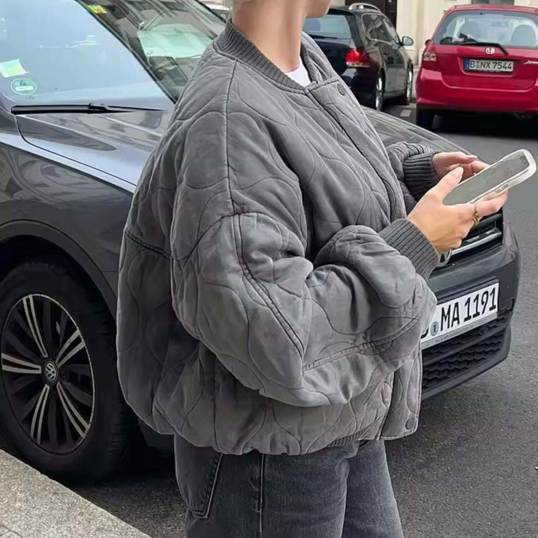 Damen Oversize Steppjacke mit hohen Kragen