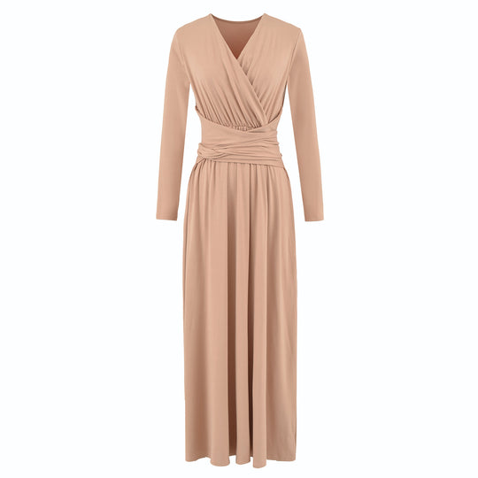Damen Maxi-Wickelkleid mit taillierter Wickelpartie und langen Ärmeln Shop Nory