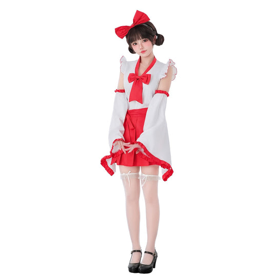 Damen verspieltes Kostümkleid mit schwingenden Ärmeln und dekorativen Schleifen Shop Nory