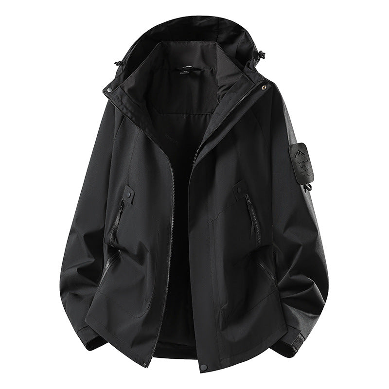 Herren Zwei-in-eins Wetterschutzjacke mit abnehmbarer Steppweste und verstellbarer Kapuze Shop Nory