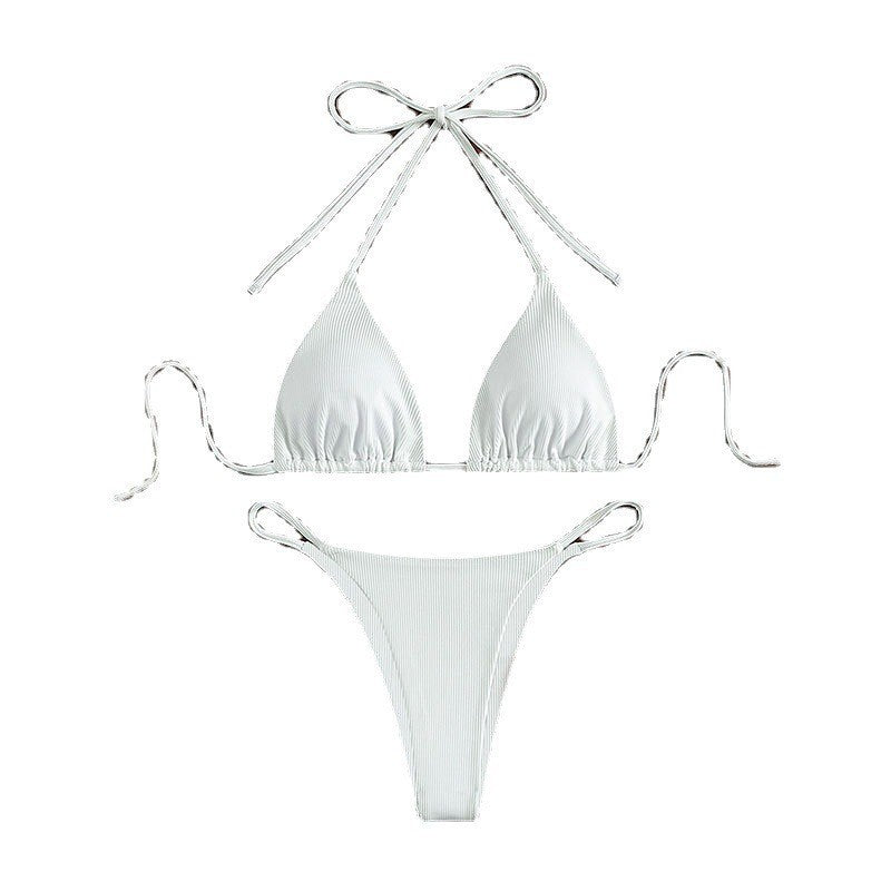 Damen Triangel-Bikini mit verstellbaren Bändern und rippierter Textur