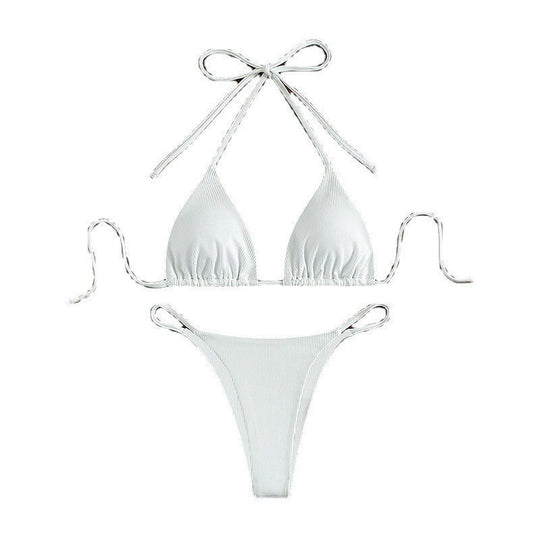 Damen Triangel-Bikini mit verstellbaren Bändern und rippierter Textur