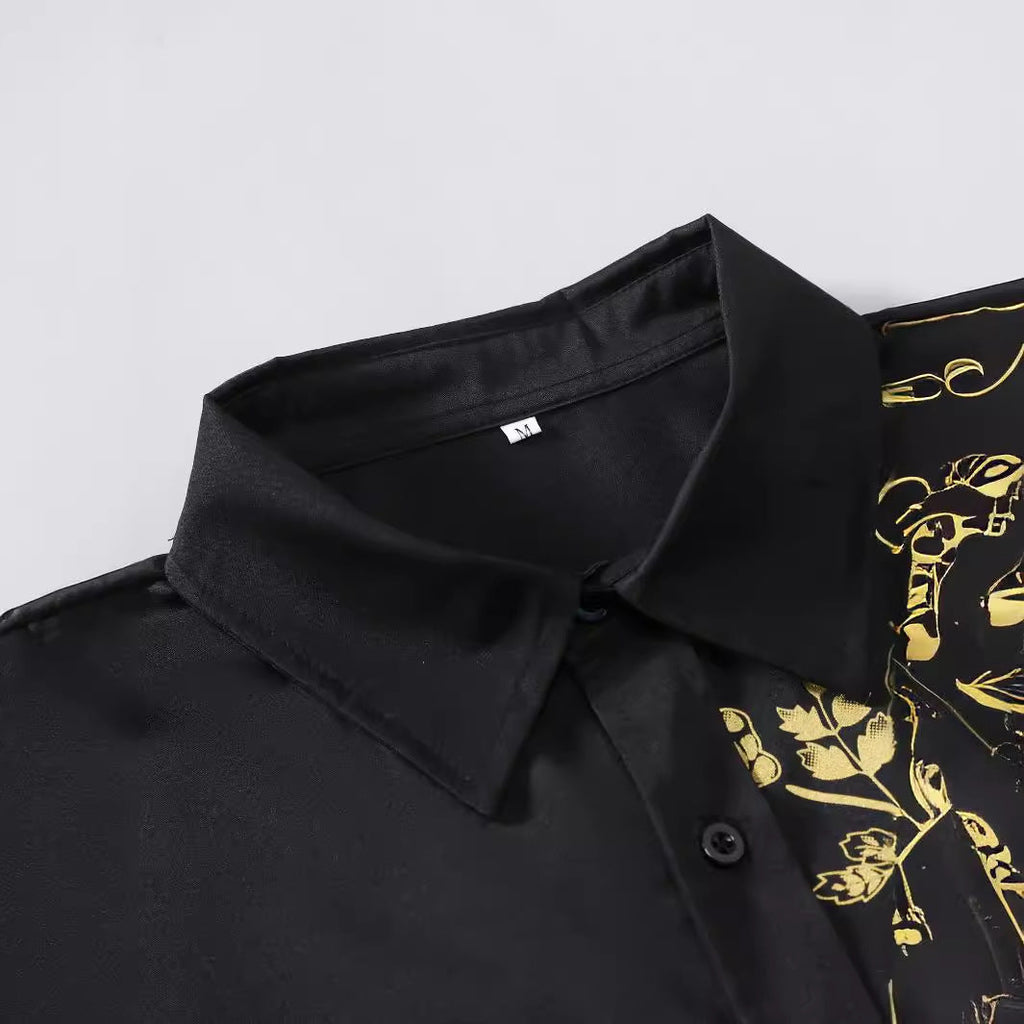 Herren Elegantes Hemd mit floralen Akzenten und glänzenden Details