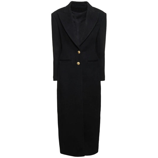 Damen Maxi-Mantelkleid mit markanter Schulterpartie und goldenen Zierknöpfen Shop Nory