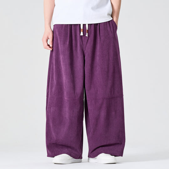 Herren Weite Cordhose im Palazzo-Schnitt mit Elastikbund und Tunnelzug Shop Nory