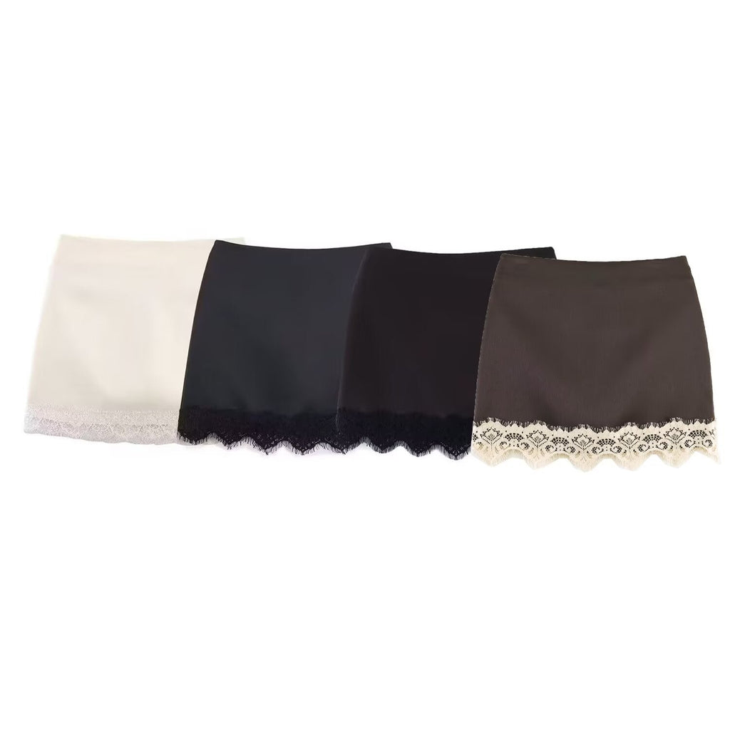 Damen eleganter Rock mit Spitzenbesatz