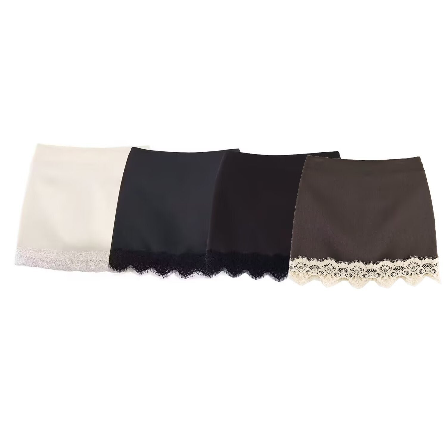 Damen eleganter Rock mit Spitzenbesatz