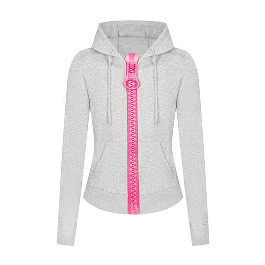Damen Kapuzen-Sweatjacke mit markantem Zierreißverschluss und Kängurutasche Shop Nory