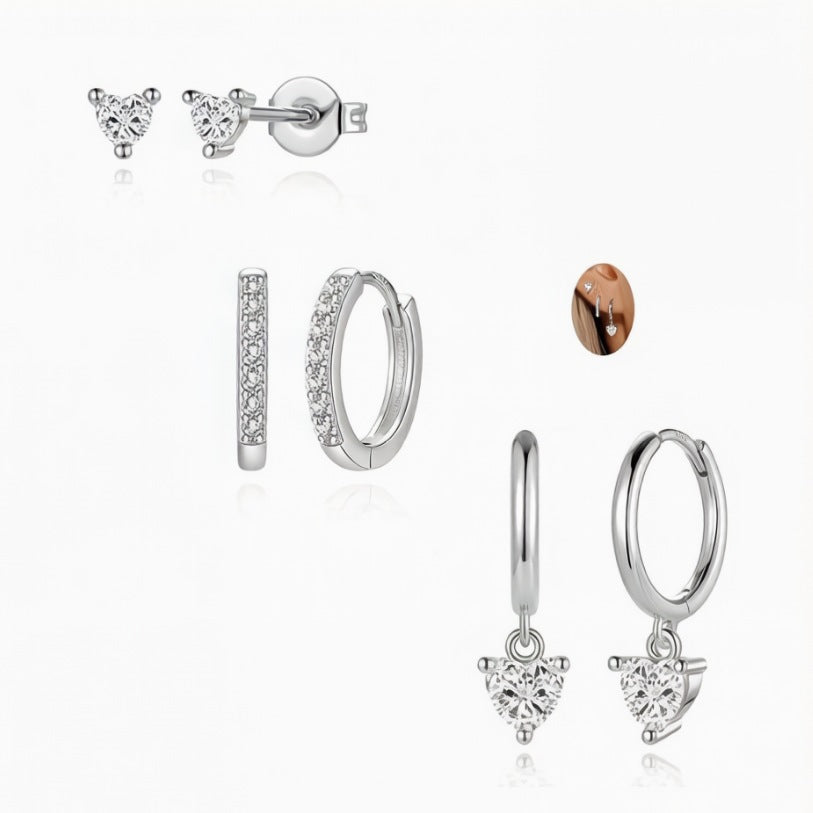 Damen Ohrstecker-Set mit funkelnden Zirkonia und modernem Design Shop Nory