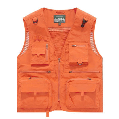 Herren Multifunktionale Cargo-Utility-Weste mit zahlreichen Reißverschlussfächern und D-Ringen Shop Nory