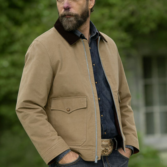Herren robuste Canvas-Fieldjacke mit Cordkragen und aufgesetzten Pattentaschen Shop Nory