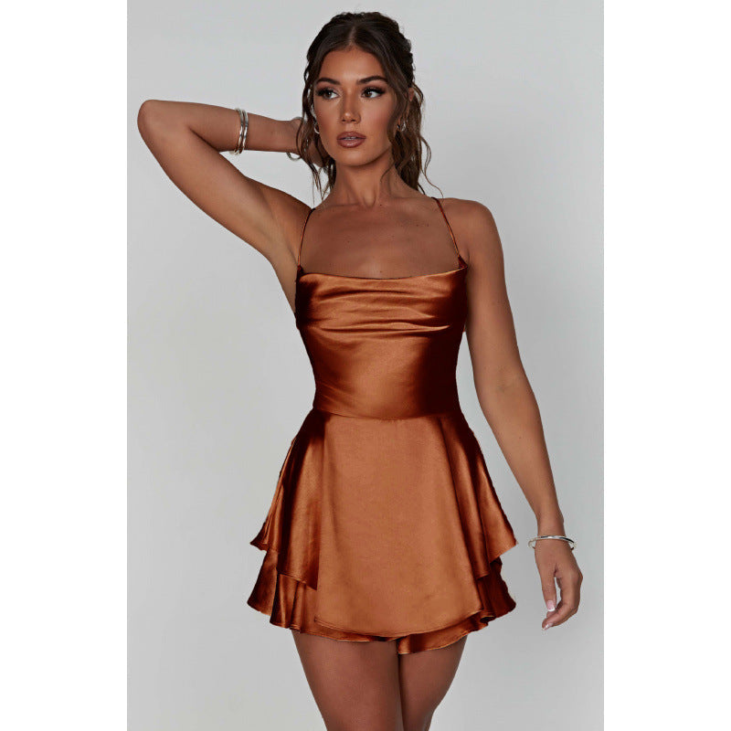 Damen-Minikleid mit sexy Schnitt, fließendem Rock,