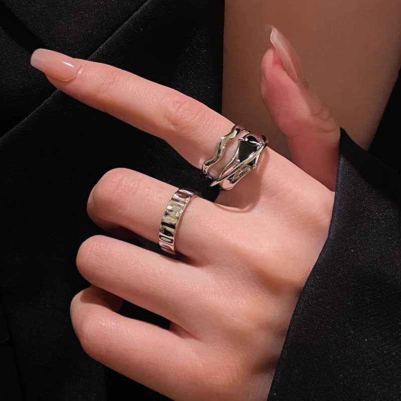 Damen Offener Ring mit geschwungenem Design und glänzender Oberfläche Shop Nory