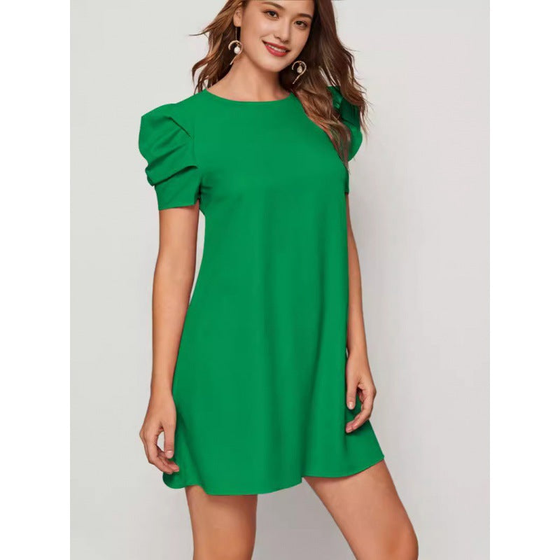 Damen Kurzärmeliges Minikleid mit Puffärmeln und A-Linie