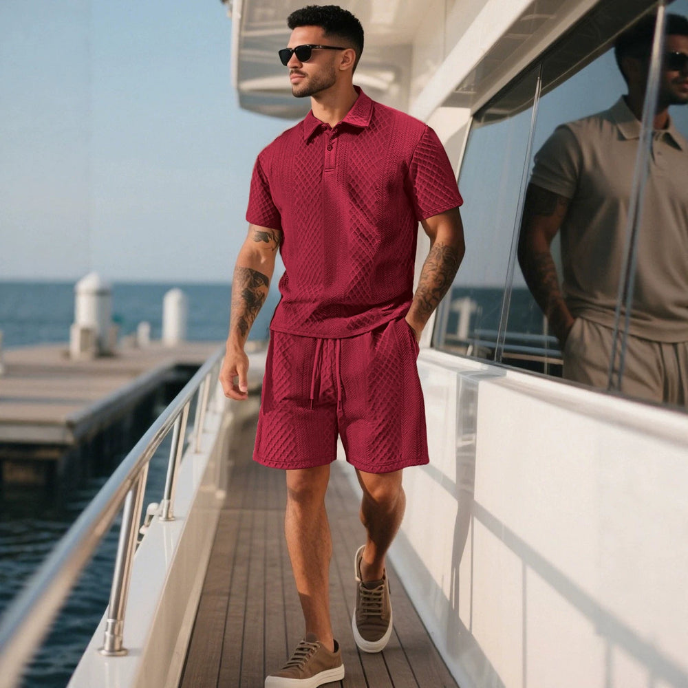 Herren nan strukturierte Lounge-Shorts mit Elastikbund Tunnelzug und seitlichen Eingrifftaschen