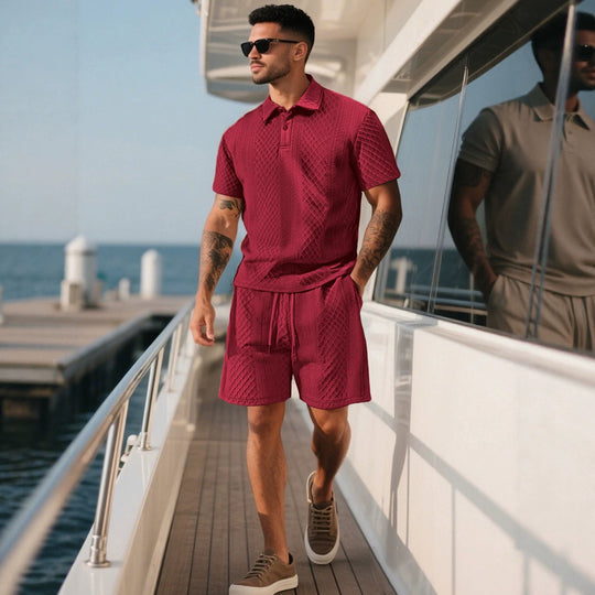 Herren nan strukturierte Lounge-Shorts mit Elastikbund Tunnelzug und seitlichen Eingrifftaschen