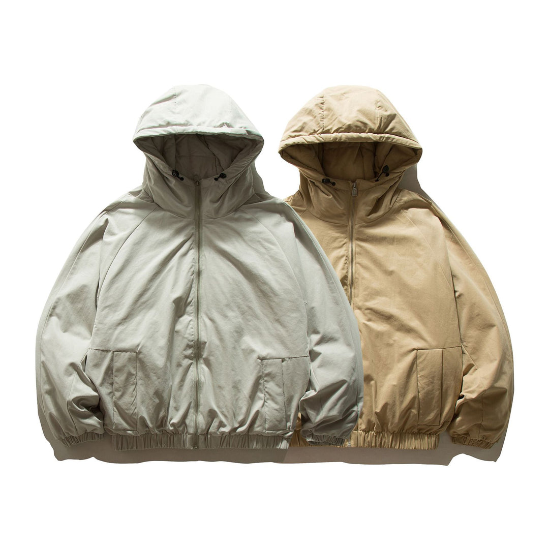 Unisex Oversized wattierte Kapuzenjacke mit elastischem Saum und verdeckten Taschen Shop Nory