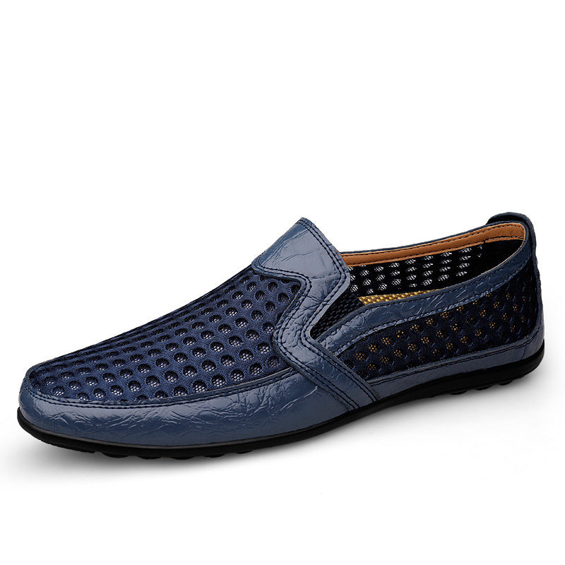 Herren Atmungsaktiver Lochleder-Slipper im Mokassin-Stil mit flexibler Gummisohle Shopy Nory