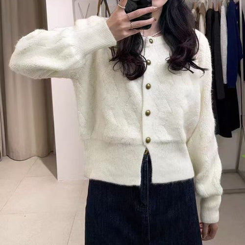 Damen Gemusterte Strickjacke mit Knöpfen Shop Nory