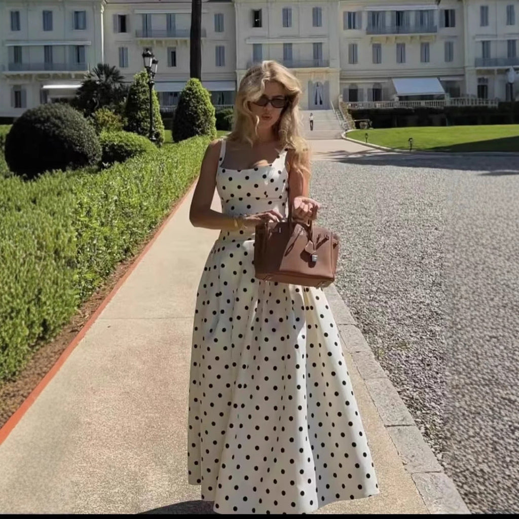 Damen Polka-Dot Cocktailkleid mit raffiniertem Rock Shopnory