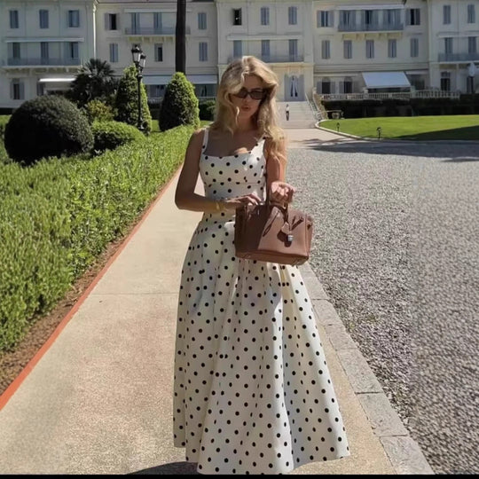 Damen Polka-Dot Cocktailkleid mit raffiniertem Rock Shopnory