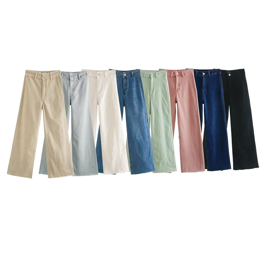Damen weite High‑Waist Worker‑Hose mit aufgesetzten Gesäßtaschen Shop Nory