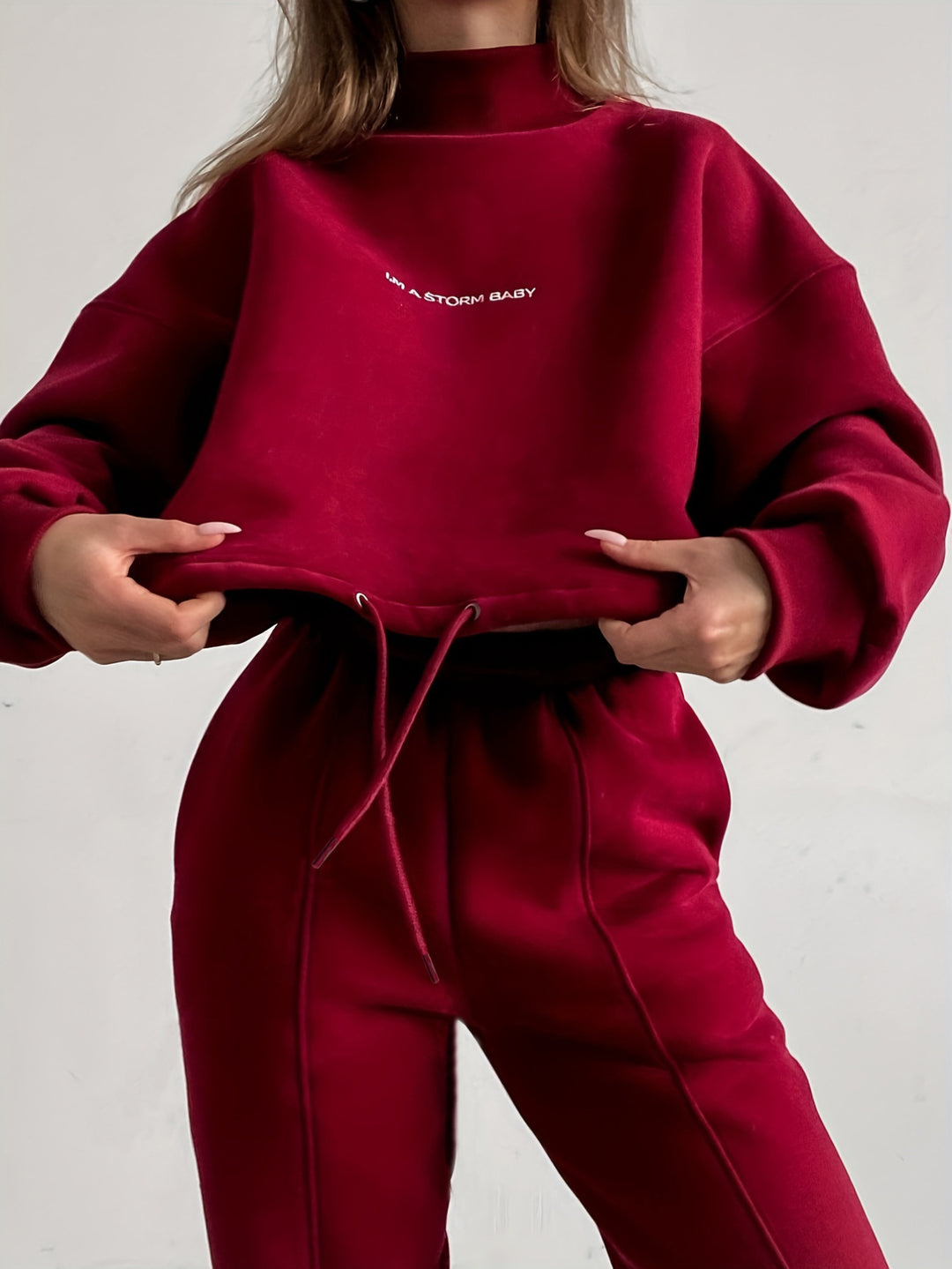 Damen Oversize-Lounge-Set mit Stehkragen und elastischer High-Waist-Jogginghose Shop Nory