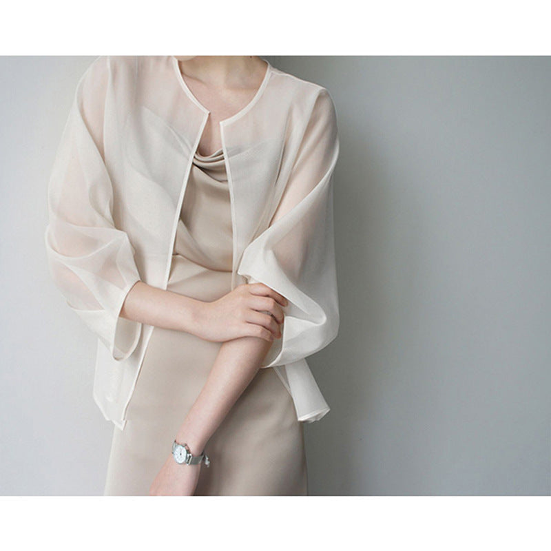 Damen Elegante Chiffonjacke mit weit ausgestellten Ärmeln Shop Nory