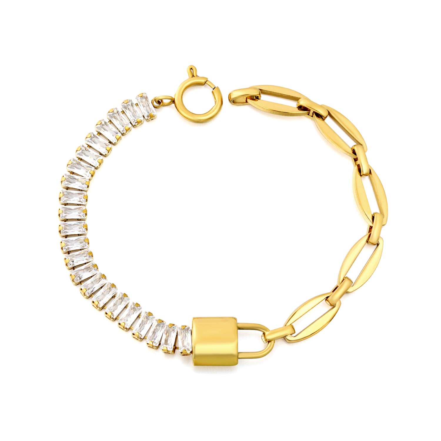 Damen elegante Gliederarmband mit funkelnden Zirkonia und goldplattiertem Design Shop Nory