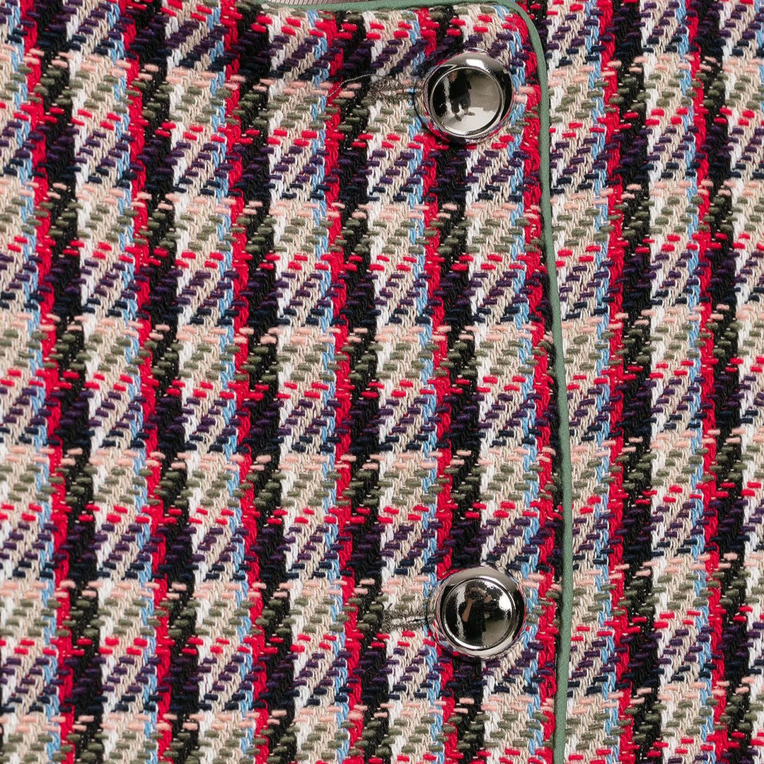 Damen Kurzblazer-Jacke im Bouclé-Tweed mit Stehkragen und Schulterpatten Shop Nory