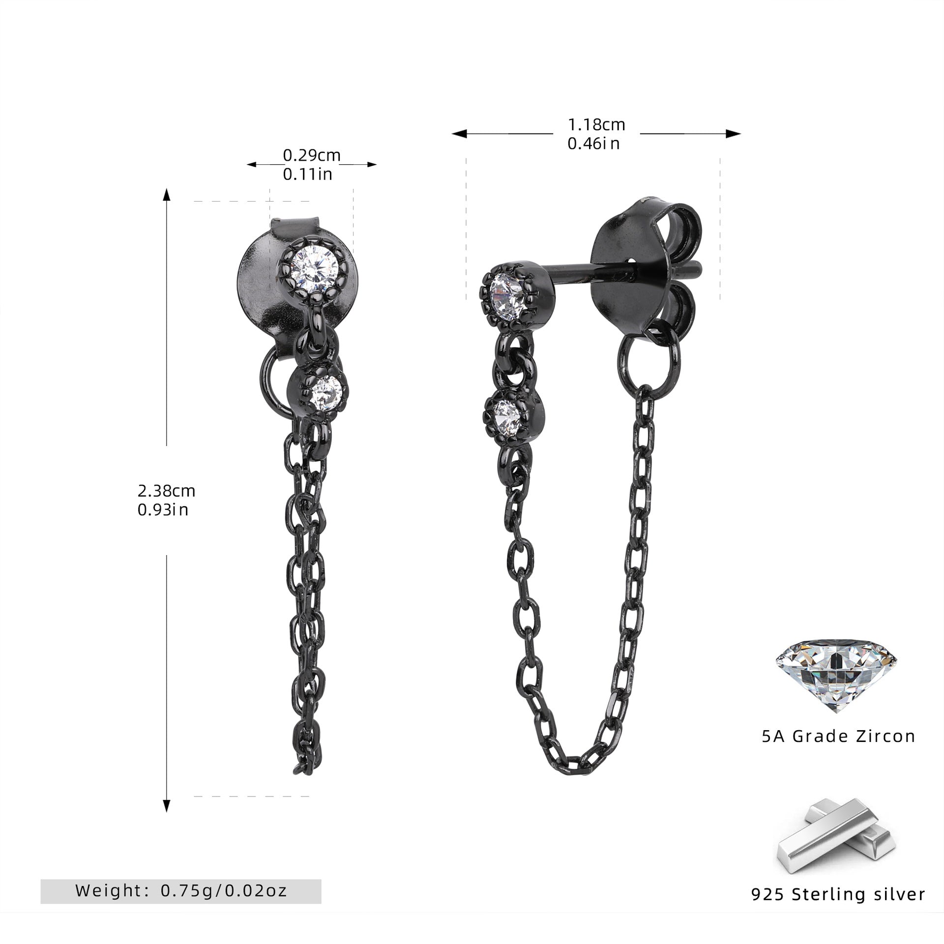 Damen Ohrhänger mit elegantem Ketten-Design aus 925 Sterling Silber Shop Nory