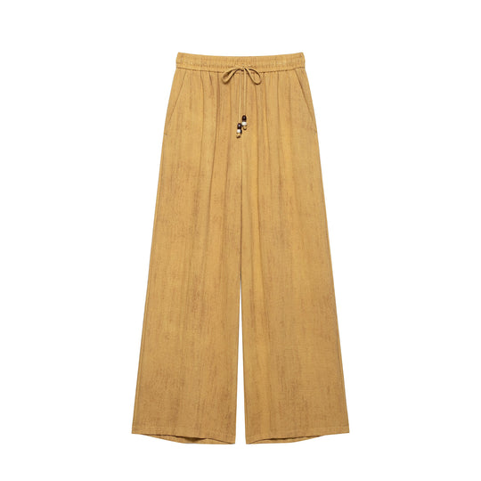 Damen Weite Culotte-Hose in Leinenoptik mit Gummibund und Zierkordel Shop Nory