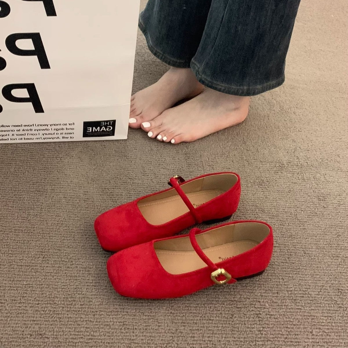 Damen elegante Mary Jane Ballerinas mit modischem Riemchen und komfortablem Fußbett Shopnory