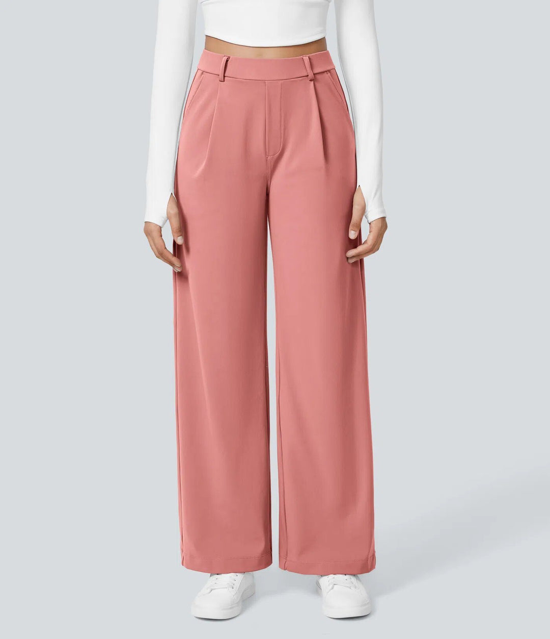 Damen Weite High‑Waist Palazzo‑Hose mit Bundfalten und Eingrifftaschen Shop Nory