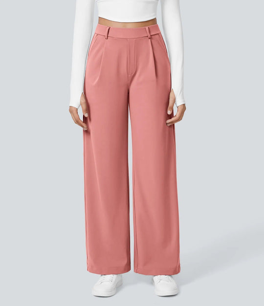 Damen Weite High‑Waist Palazzo‑Hose mit Bundfalten und Eingrifftaschen Shop Nory