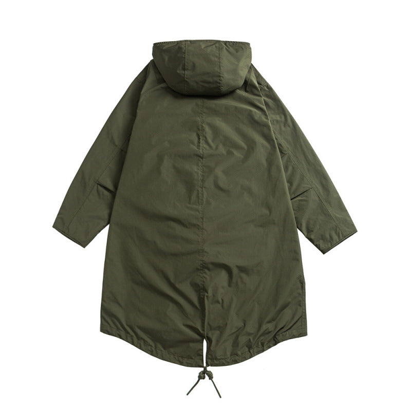 Unisex Oversize Wind- und Wasserdichter Parka mit Kapuze und Fischschwanz-Saum Shop Nory