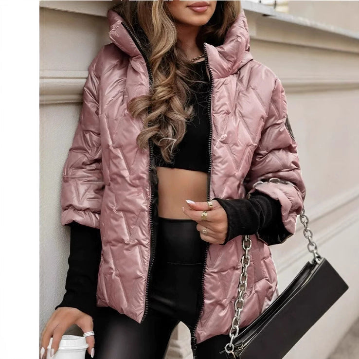 Damen Steppjacke mit hochabschließendem Kragen und breitem Ärmel