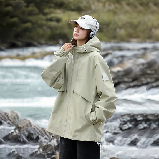 Damen Leichte Wasserabweisende Oversized Funktions-Outdoorjacke mit Kapuze Shop Nory